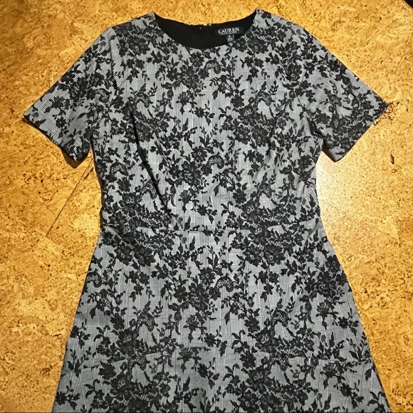 Lauren Ralph Lauren Houndstooth Plaid Floral Dress Sz 10 - Picture 12 of 13
